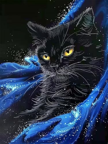 5D Diamond Painting Groß XXL Katze 100x135cm, DIY Diamant Painting Bilder Blau Diamond Painting Erwachsene, Basteln Erwachsene Groß Kristall Kunst Malereifür Wand Deko Wohnzimmer Geschenke Z-200 von Zoulile