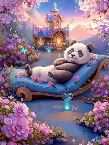 5D Diamond Painting Groß XXL Panda 100x135cm, DIY Diamant Painting Bilder Blume Diamond Painting Erwachsene, Basteln Erwachsene Groß Kristall Kunst Malereifür Wand Deko Wohnzimmer Geschenke Z-218 von Zoulile