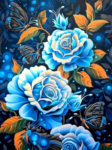 5D Diamond Painting Groß XXL Rose 100x135cm, DIY Diamant Painting Bilder Blaue Blume Diamond Painting Erwachsene, Basteln Erwachsene Kunst Malerei, Wand Deko Wohnzimmer, Geschenke für Frauen Z-217 von Zoulile