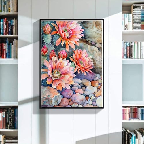 5D Diamond Painting XXL 100X135 cm Diamant Painting Bilder Blume, Diamond Painting Erwachsene DIY Full Eckige Diamant Kunst Malerei, Diamond Painting Kinder Kaktus Basteln Erwachsene, WandDeko 0-6 von Zoulile