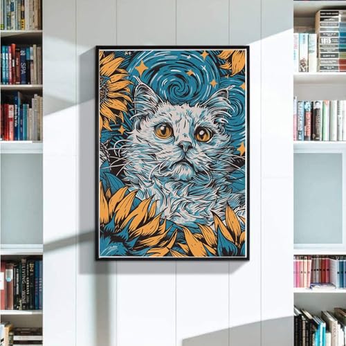 5D Diamond Painting XXL 100X135 cm Diamant Painting Bilder Katze, Diamond Painting Erwachsene DIY Eckige Diamant Kunst Malerei, Diamond Painting Kinder Sonnenblumen Bastelset Erwachsene, Wanddeko 5-9 von Zoulile