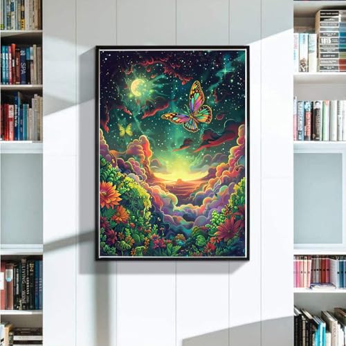 5D Diamond Painting XXL 100X135 cm Diamant Painting Bilder Landschaft, Diamond Painting Erwachsene DIY Full Eckige Diamant Kunst Malerei, Diamond Painting Kinder Schmetterlinge, Home Wand Deko X-T von Zoulile