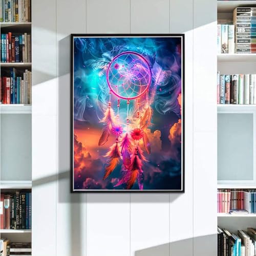 5D Diamond Painting XXL 100X135 cm Diamant Painting Bilder Traumfänger, Diamond Painting Erwachsene DIY Eckige Diamant Kunst Malerei, Diamond Painting Kinder Federn Bastelset Erwachsene, Wanddeko 6-P von Zoulile