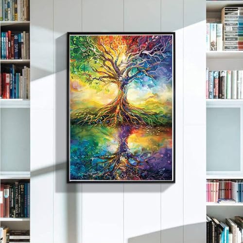 5D Diamond Painting XXL 90x120 cm Diamant Painting Bilder Baum Des Lebens, Diamond Painting Erwachsene DIY Eckige Diamant Kunst Malerei, Diamond Painting Kinder Bäume Basteln Erwachsene, Home Deko N-X von Zoulile