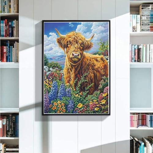 5D Diamond Painting XXL 90x120 cm Diamant Painting Bilder Kuh, Diamond Painting Erwachsene DIY Full Eckige Diamant Kunst Malerei, Diamond Painting Kinder Blumen Bastelset Erwachsene, Home WandDeko C-Q von Zoulile