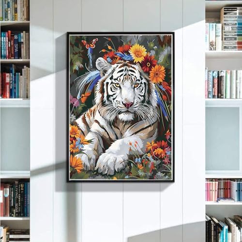 5D Diamond Painting XXL 90x120 cm Diamant Painting Bilder Tiger, Diamond Painting Erwachsene DIY Full Eckige Diamant Kunst Malerei, Diamond Painting Kinder Tiere Bastelset Erwachsene, WandDeko H-P von Zoulile