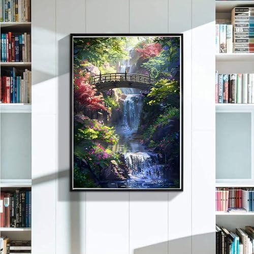 Diamond Painting Erwachsene, 5D Diamant Painting Bilder Landschaft, Diamond Painting Kinder DIY Full Eckige Drill Diamant Painting Wasserfälle mit Diamond Painting Zubehör für WandDeko 30x40 cm O-8 von Zoulile