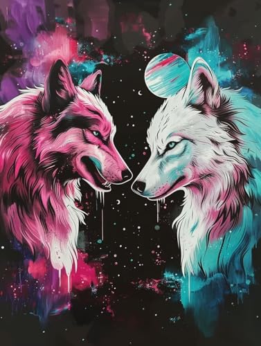 Diamond Painting Erwachsene, 5D Diamant Painting Bilder Wolf, Diamond Painting Kinder DIY Full Eckige Drill Diamant Painting Tiere mit Diamond Painting Zubehör für Zuhause WandDekoation 30x40 cm 8-6 von Zoulile