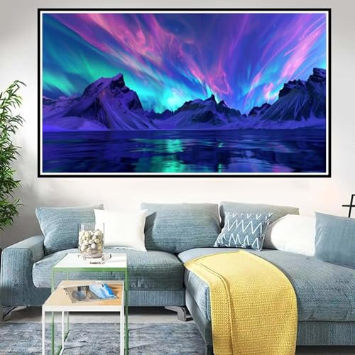 Diamond Painting Polarlicht, 5D Diamant Painting Erwachsene Landschaft, DIY Diamant Painting Bilder mit Diamond Painting Zubehör Set, Crystal Art Basteln Zimmer Deko,Geschenke für Frauen 20x35cm D-471 von Zoulile