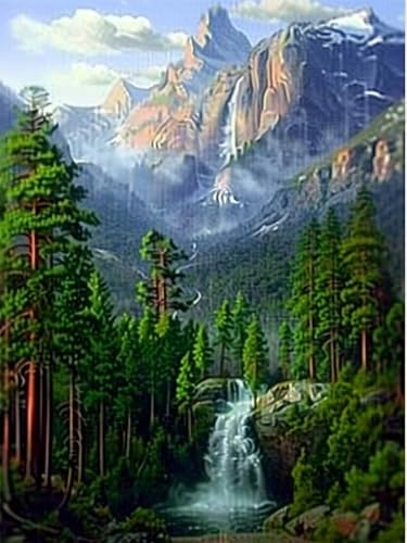 Diamond Painting Wald, Landschaft 5D Diamant Painting Erwachsene 50x70cm, DIY Diamond Painting Bilder Mit Komplettem Diamond Painting Zubehör Set, Wand Deko Aesthetic, Geschenke für Frauen Z-214 von Zoulile