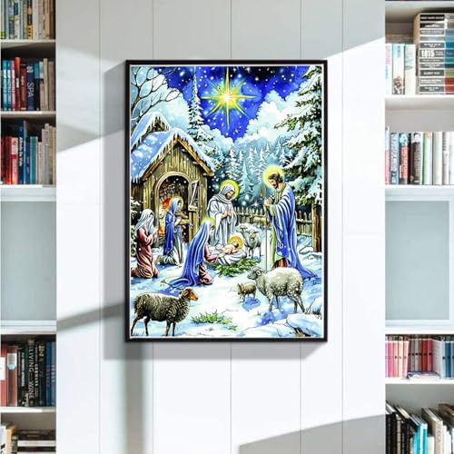 Diamond Painting Winter Diamond Painting Erwachsene groß xxl 60x80 cm, 5D Diamant Painting Bilder Schafe DIY Full Eckige Drill Diamond Painting Set für Erwachsene und Anfänger für Haus Wanddeko O-2 von Zoulile