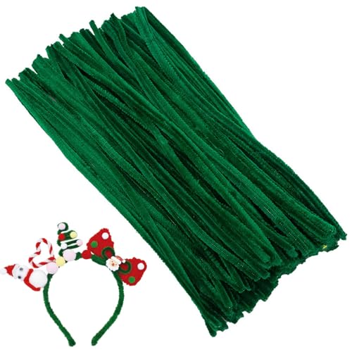 Dunkelgrüne Pfeifenreiniger zum Basteln, 100 Stück, Pfeifenreiniger, Pfeifenreiniger, Chenille-Stiele, Pfeifenreiniger, lange Bastelarbeiten, Pfeifenreiniger für Weihnachten, Basteln, Chenille-Stiel von Zovator