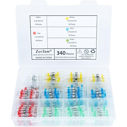 Lötdichtung, Schrumpfdrahtverbinder, wetterfeste Stoßverbinder, Löthülse, isolierte Klemmen für Marine, Automobil, Boot, LKW, Motorrad (340) von Zovfam