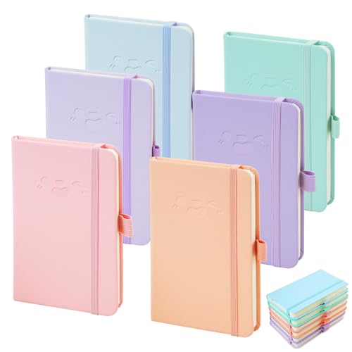 Zoyiancy A6 Mini Notizbuch 6 Stück Taschen-Notizbücher, Kleines Notizblock mit 200 Seiten zum Schreiben für Schule, Heim,Geschäft und Büro, Hardcover-Tagebuch zur Notiznahme und zur Erinnerung von Zoyiancy