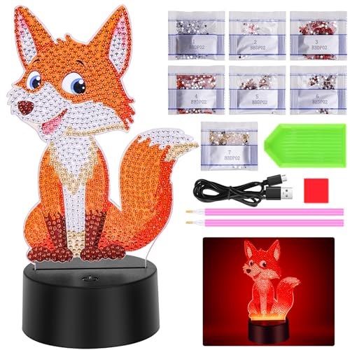 Zoyomax Geschenke für Mädchen 5 6 7 8 9 10 Jahre 3D Diamond Painting Nachtlicht Fuchs Kreative Spielzeug Geburtstag Diamond Painting Nachtlicht Kinder Weihnachten Geschenk für Mädchen ab 6-12 Jahre von Zoyomax