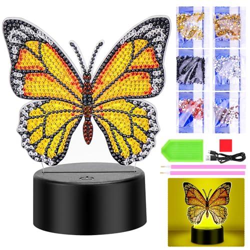 Zoyomax Geschenke für Mädchen 5 6 7 8 9 10 Jahre, Schmetterling Diamond Painting Nachtlicht 3D Kreative Diamantmalerei Kinder, Geburtstag Geschenk für Kinder Mädchen ab 6-12 Jahre von Zoyomax