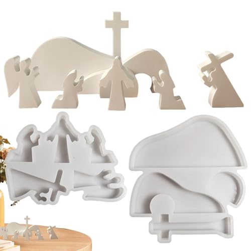 Nativity Scene Molds, Candle Making Kit, Christmas Ornament Mold, Nativity Scene Decor, Silicone Candle Mold, Soap Making Molds 20.6x19x2.2cm/8.11x7.48x0.87 inches for Christmas, Thanksgiving von Zqkimzi