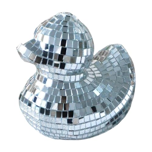 Zqkimzi Disco Ball Duck, Disco Ball Topper, Mirrors Ball Duck, Mirrored Glass Topper, Creative Cake Decoration, Wedding Cake Ornament, Reflective Cake Topper for Bar, Theme Parties, Holidays von Zqkimzi