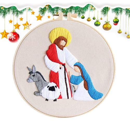 Zqkimzi Embroidery Kit for Holiday Decor, Christian Nativity Ornament Set, Home Decor Christian Embroidery, Embroidery Christmas Home Decoration, Christmas Nativity Frame Set, Christian von Zqkimzi