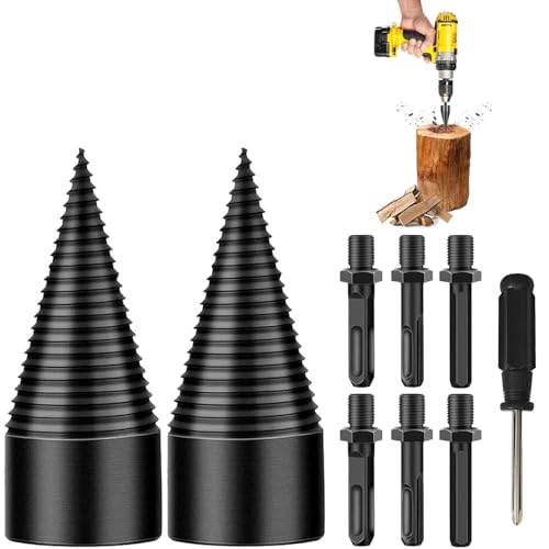 Shirem EasySplit Drill Bit, Sherem Easysplit Drill Bit 32mm/42mm, Easy Split Drill Bit Wood Splitter, Easy Log Splitting Drill Bit, Removable Wood Splitter Drill Bits with 3 Handle (2Set 42mm) von Zrfjfgksw