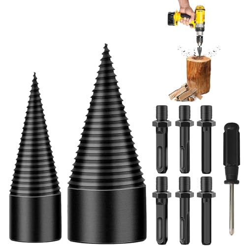 Shirem EasySplit Drill Bit, Sherem Easysplit Drill Bit 32mm/42mm, Easy Split Drill Bit Wood Splitter, Easy Log Splitting Drill Bit, Removable Wood Splitter Drill Bits with 3 Handle (32+42mm) von Zrfjfgksw