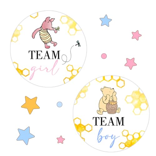 Winnie Gender Reveal Dekorationen, Winnie Babyparty-Dekoration, Puuh-Aufkleber, Team-Jungen- oder Mädchenaufkleber, Gender Reveal-Spiele für Abstimmungsspiel, Gender Reveal Party, 96 Stück Winnie Gender Reveal Dekorationen, Winnie Babyparty-Dekoration, Puuh-Aufkleber, Team-Jungen- oder Mädchenaufkleber, Gender Reveal-Spiele für Abstimmungsspiel, Gender Reveal Party, 96 Stück von ZsaTuiy