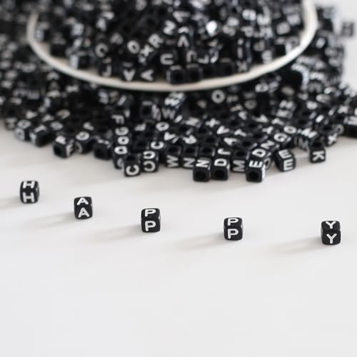 Zsail Buchstabe Perlen 1000Stücke Acryl Alphabet Buchstabe Perlen A-Z Buchstabe für Schmuck Herstellung (6mm bg black-white) von Zsail