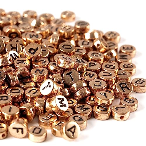 Zsail Buchstabe Perlen 1200pcs Acryl Alphabet Buchstabe Perlen A-Z Buchstabe für Schmuck Herstellung (bg Roségold) von Zsail