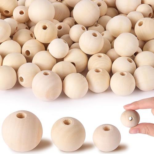 Zsail Holzperlen 300Pcs Runde Holzperlen Natürliche Perlen für Handwerk DIY Handgemachte Dekorationen Schmuck Handwerk Herstellung von Zsail