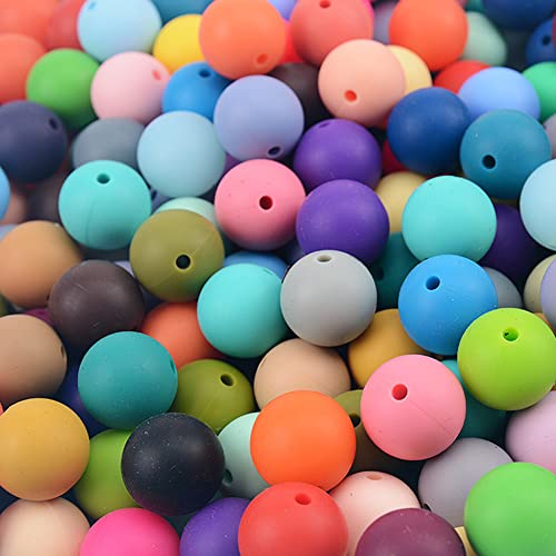 Zsail Silikon Perlen 120 pcs, 10mm Silikon Perlen Bulk Runde Silikon Perlen 12 Farben Lose Perlen für DIY Schmuck Herstellung (Helle Farbe) von Zsail