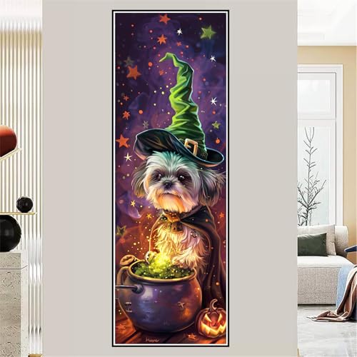 5D Diamond Painting Hund, Diamant Painting Bilder Hut Diamond Painting Kinder, Diamond Painting Erwachsene Mosaikherstellung Stickerei Basteln Panting Kit, Wandeko, Geschenke für Frauen, 200x100cm von Zsccvzlu