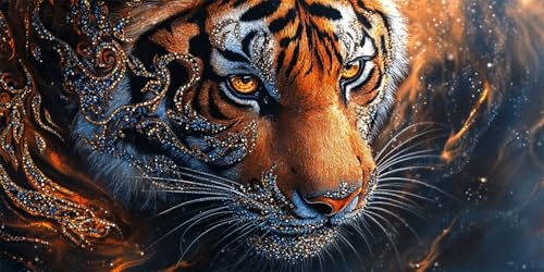 5D Diamond Painting Tiger, DIY Diamond Painting Bilder Fantasie Diamond Painting Set für Erwachsene Basteln, Diamant Malerei Kinder Strass Stickerei Kits, Zimmer Wanddeko, Weihnachtsgeschenke,40X80CM von Zsccvzlu