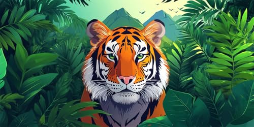 5D Diamond Painting Tiger Diamant Painting Bilder Gras Diamond Painting Set für Erwachsene Kinder, Full DIY Diamant Kunst Malerei Stickerei Kreuzstich Set für Herbst Deko Schlafzimmer, Gifts 40X80CM von Zsccvzlu