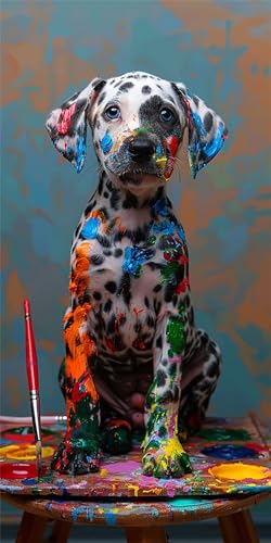 Malen Nach Zahlen Erwachsene Hund, DIY Malen Nach Zahlen Farbe Ölgemälde Leinwand Kit für Anfänger, Mit 3-Pinseln und Acrylfarbe, für Home Wanddeko Wohnzimmer, Geschenke Mädchen 50X100CM Rahmenlos von Zsccvzlu