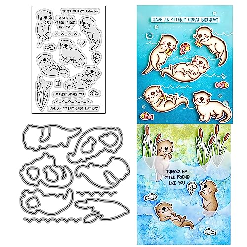 Otter Clear Stamps and Dies Set für Kartenherstellung, Metall-Stanzformen, Prägepapier-Stanzformen für Scrapbooking, DIY, Album, Kartenherstellung von Zshyocta