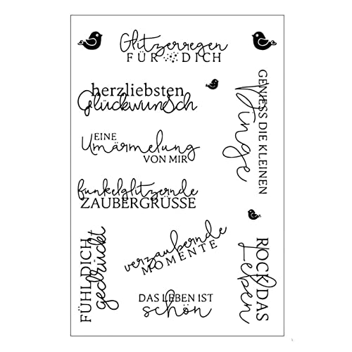 Silikonstempel Sprüche Deutsch,Clear Stamps Deutsch Transparente Stempel für Bastelarbeiten, Scrapbooking, Prägung, Fotoalbum, Dekoration (01) von Zshyocta