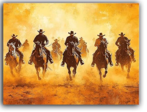 Cowboy Malen nach Zahlen Erwachsene, Malen Nach Zahlen Pferd Malen Nach Zahlen mit Rahmen Leinwand 90X120CM, DIY Handgemalt Ölgemälde Kit für Anfänger mit Pinsel und Acrylfarben, Geschenke für Frauen von Zsoxooll