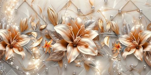 Diamant Painting Bilder Blume, 5D Diamond Painting Kunst Diamond Painting Erwachsene XXL 100x300cm, Groß Diamond Painting Erwachsene Mosaikherstellung Strass Stickerei Malerei für Wanddeko Gifts von Zsoxooll