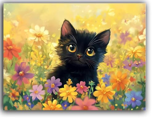 Malen Nach Zahlen Erwachsene Blume Malen Nach Zahlen Kinder Katze Malen Nach Zahlen ab 7 Jahre Mädchen Geschenke mit Pinseln und Acrylfarbe, Zimmer Deko Wohnzimmer, mit Rahmen Leinwand 70X90CM von Zsoxooll