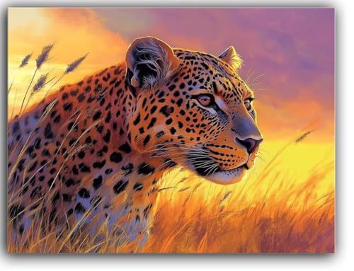 Malen Nach Zahlen Erwachsene Leopard Malen Nach Zahlen Kinder Sonnenuntergang Malen Nach Zahlen ab 7 Jahre Mädchen Geschenke mit Pinseln und Acrylfarbe, Zimmer Deko Wohnzimmer, mit Rahmen 20X30CM von Zsoxooll