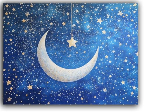 Malen Nach Zahlen Erwachsene Mond Malen Nach Zahlen Kinder Stern Malen Nach Zahlen ab 7 Jahre Mädchen Geschenke mit Pinseln und Acrylfarbe, Zimmer Deko Wohnzimmer, mit Rahmen Leinwand 100X130CM von Zsoxooll