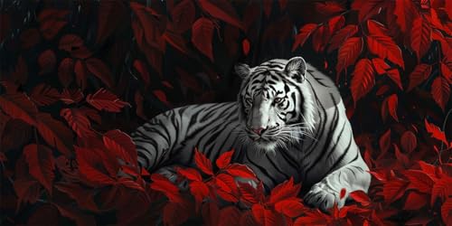 Tiger Malen Nach Zahlen Erwachsene, DIY Malen Nach Zahlen Kunst Malen Nach Zahlen Kinder Anfänger, Handgemalt Ölgemälde Kit mit 3-Pinseln und Acrylfarbe, Herbst Deko Schlafzimmer, Canvas 60x120cm von Zsoxooll