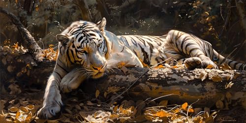 Tiger Malen Nach Zahlen Erwachsene, DIY Malen Nach Zahlen Tier Malen Nach Zahlen Kinder Anfänger, Handgemalt Ölgemälde Kit mit 3-Pinseln und Acrylfarbe, Herbst Deko Schlafzimmer, Canvas 100x200cm von Zsoxooll