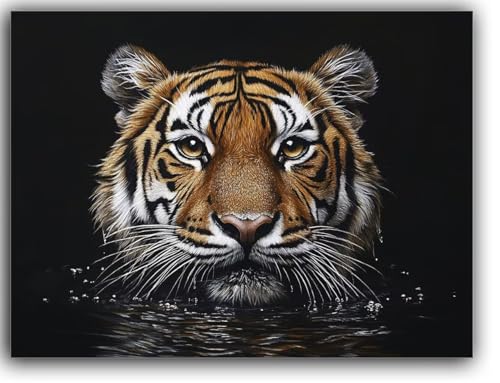 Tiger Malen nach Zahlen Erwachsene, Malen Nach Zahlen Tier Malen Nach Zahlen mit Rahmen Leinwand 100X130CM, DIY Handgemalt Ölgemälde Kit für Anfänger mit Pinsel und Acrylfarben, Geschenke für Frauen von Zsoxooll