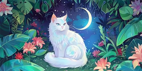 cat Diamond Painting XXL 50x100cm, DIY 5D Diamant Painting Bilder Kinder, Colored flowers Diamond Painting Erwachsene, Diamand Art Malerei Stickerei Set, Zimmer Deko Aesthetic, Geschenke für Frauen von Zsoxooll