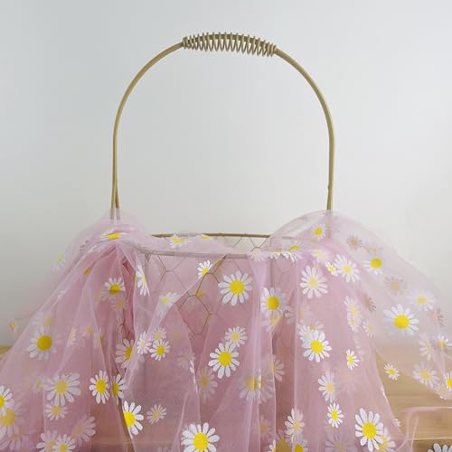 Gänseblümchen weicher Netzstoff, Gaze, Fotohintergrund, Stoff, DIY, Kleidung, Geschenke, Verpackung, Tutu, Röcke, Hochzeitsdekoration, 1,5 m breit, Meterware geschnitten von Zuarkunst