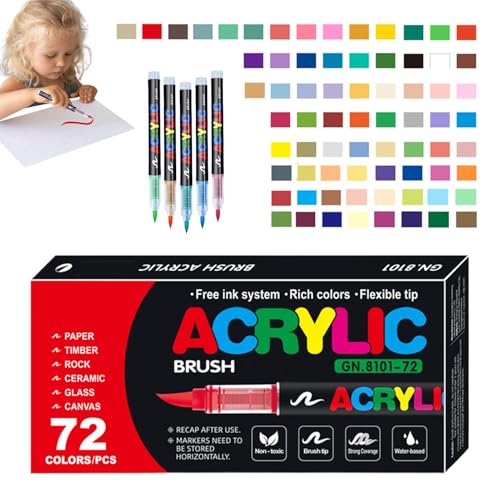 Zuasdvnk Acrylmarker, Acrylpinselmarker,Multi -Farbmalerei Pen | Weichpinsel Acrylmarker Stifte Set, perfekt zum Zeichnen von Kunst- und Handwerksbedarf von Zuasdvnk