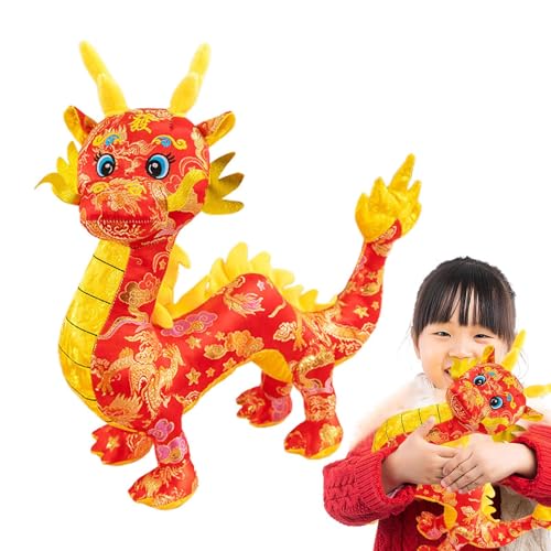 Zuasdvnk Chinesische Drachen-Plüschpuppe, Chinesisches Neujahrs-Drachen-Plüsch | Mondneujahr 2024 Drachen-Plüschpuppe - Kurzes Stofftier aus Plüschstoff für Schlafzimmer, Wohnzimmer, Spielzimmer, Auto von Zuasdvnk