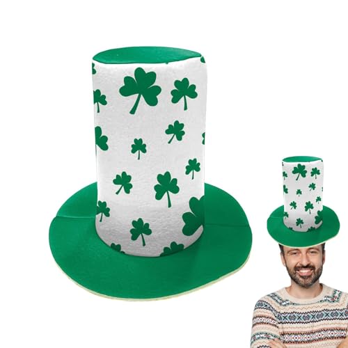 Zuasdvnk St. Patricks Day Hut | Kleeblatt-Hut irische Kopfbedeckung – St. Patricks Day Zubehör, Baumspitze, Foto-Requisiten für Erwachsene, Teenager, Partygeschenke von Zuasdvnk