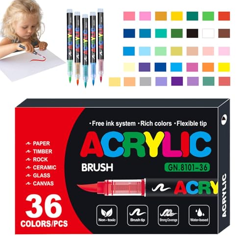 Zuasdvnk Wasserdichtes Acrylfarbenmarker, Acrylfarbenmarker - Handwerkskunstmalerei Pen - Weichpinsel Acrylmarker Stifte Set, perfekt zum Zeichnen von Kunst- und Handwerksbedarf von Zuasdvnk